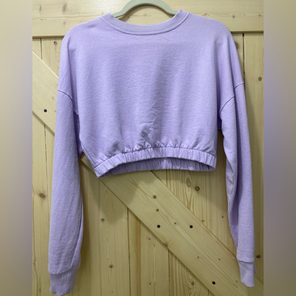 🔥🔥Nasty Gal Soft Purple Cropped Elastic Waist Long-sleeved Sweatshirt